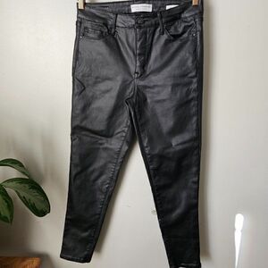 EUC SOCIAL STANDARD BY SANCTUARY ANKLE SKINNY BLACK COATED TWILL PANTS SIZE 6